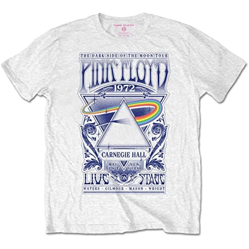 Image of Pink Floyd T Shirt Carnegie Hall Poster Band Logo Official Unisex White XXXL