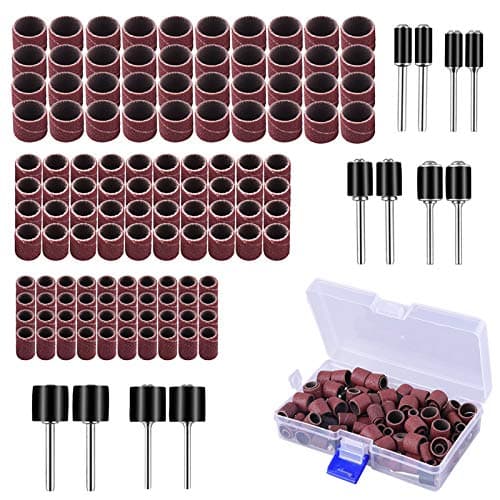 Image of AUSTOR 132 Pieces Rubber Sanding Drum with Free Box, Including 120 Sanding Bands and 12 Drum Chuck for Dremel Rotary Tools