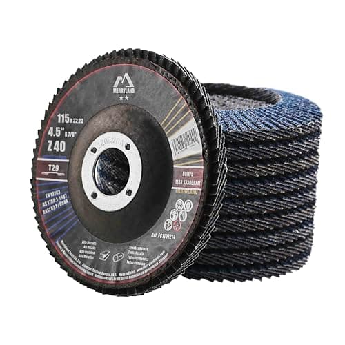 Image of Merryland Flap Disc 115 Metal for Angle Grinder, 115mm 40 Grit T29 Flap Wheel 10 Pieces, Blue Zirconium Corundum INOX Stainless Steel Iron Universal 4.5 inch, Craft-Line FC1107214-10