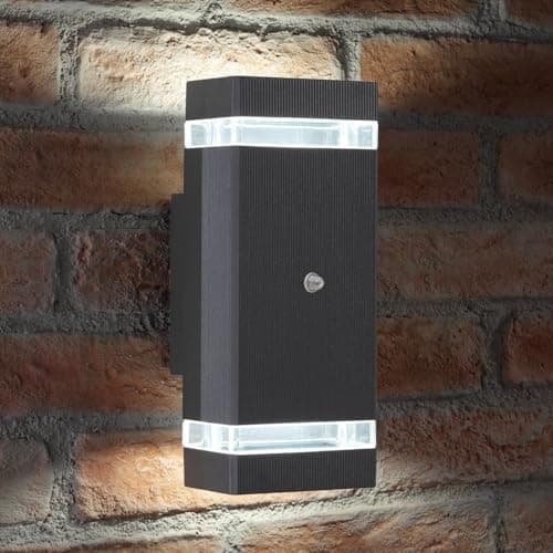 Image of Auraglow Dusk Till Dawn Sensor Double Up & Down Outdoor Wall Security Light (Anthracite, Cool White)