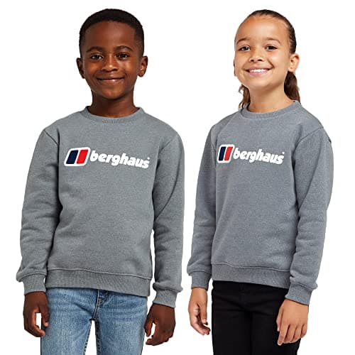 Image of Berghaus Kids’ Logo Jumper with Crew Neckline and Soft Fabric, Casual Sweatshirt for Boys and Girls, Ideal for Walking, Hiking & Outdoor Recreation (UK, Age, 11 Years, 12 Years, Regular, Grey)