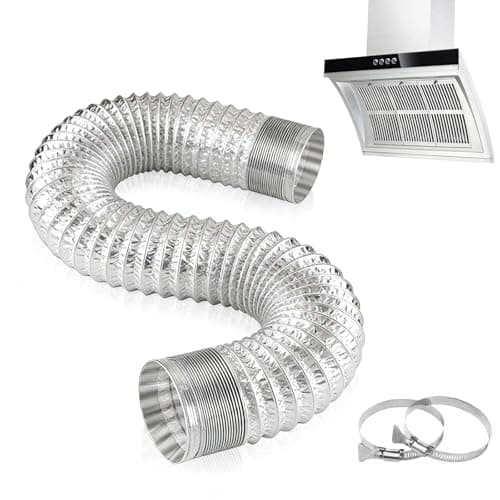 Image of Flexible Aluminum Ducting 5 Inch 3m Silver Air Vent Hose for Kitchen Hood, Extractor Fan, Dryer & Grow Room Ventilation