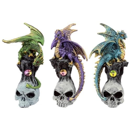 Image of Puckator Dark Legends Gemstone Skull Dragon - Home Decoration - Skull Dragon - Ornaments - Resin - Home Accessories - - Living Room Accessories - Fantasy Gifts For Men