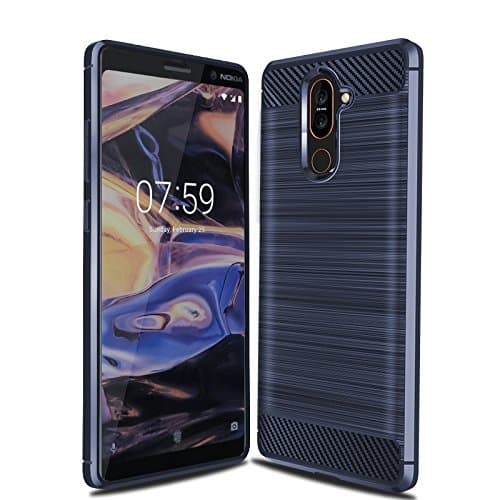 Image of CruzerLite Case for Nokia 7 Plus Case, Nokia 7Plus Case, Carbon Fiber Shock Absorption Slim Case for Nokia 7 Plus (Blue)