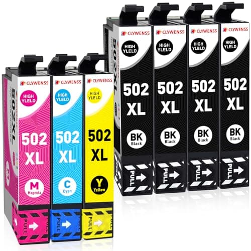 Image of Clywenss 7-Pack 502XL Ink Cartridges Compatible with Epson 502XL 502 XL Multipack for Expression Home XP-5100 XP-5105 XP-5150 XP-5155 WorkForce WF-2860 WF-2865 WF-2880 WF-2885 DWF (4BK, 1C, 1M, 1Y)