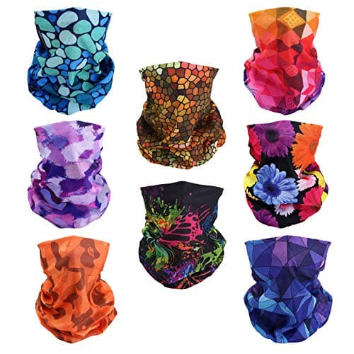 Image of SMEHCF 8 Headband Bandana Balaclava Half Face Mask Shield Head Hair Scarf Neck Gaiter Hat Multipurpose For WoMen Men Breathable Reusable Washable Camo Raindrop Rainbow Hive Daisy Butterfly Purple