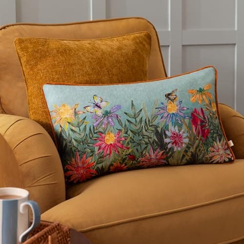Image of furn. Wylder Nature Country Wilds Blossom Meadow Printed Cushion Cover - Sky Blue - 30x50cm