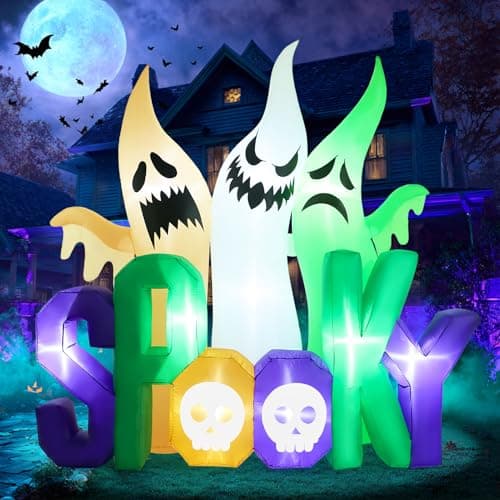 Image of Opemon Halloween Inflatables Ghost Outdoor Decorations 8ft Spooky Giant 3 Ghosts Blowup Yard Decor with Built-in Lights Scary Decoration for Holiday Party Yard Porch Lawn Garden Home Indoor Outside