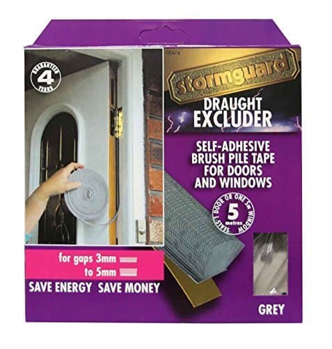 Image of Stormguard Grey Brush pile draught excluder weather proofing seal self adhesive. 5 metre roll. Guaranteed 4 years.