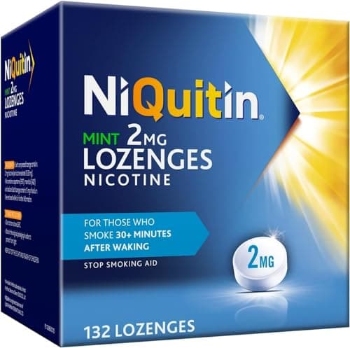 Image of NiQuitin Mint 2 mg Lozenges - Effective Smoking Craving Relief - 132 - Long-Lasting Effect - Reduce and Quit Smoking Aid and Vaping
