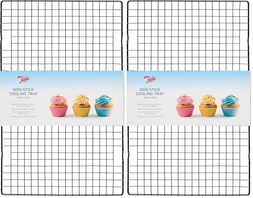 Image of Tala Large Non-Stick Cooling Rack, Perfect for Cooling Freshly Baked Goods Including Muffins, Cookies, Biscuits and Cakes, Measures 40 x 25cm, Black (Pack of 2)
