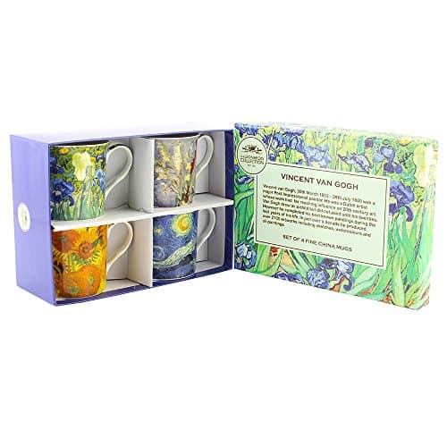 Image of Leonardo Collection Porcelain Van Gogh Mugs Set of 4, 4 Count (Pack of 1), 330 milliliters