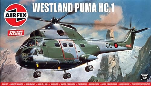 Image of AIRFIX - Vintage Classics Set - A03021V Westland Puma HC.1 - Plastic Model Aircraft Kits for Adults & Children 8+, Set Includes 112 Pieces - 1:72 Scale Model Aircraft Sets
