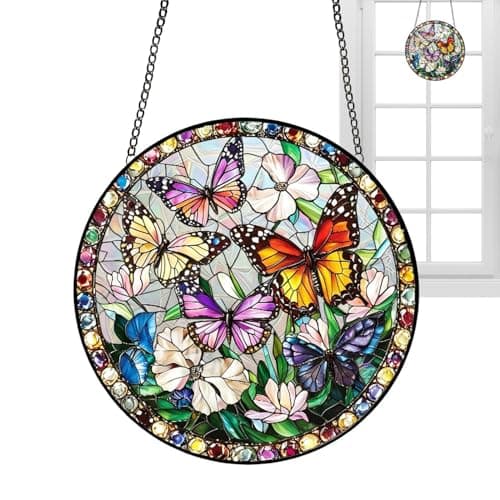 Image of Sunlight Catcher Acrylic Ornament,Two Dimensional Flat Hanging Romantic 19.8 Cm - Acrylic Window Decoration with Colorful Theme - for Living Room Fireplace Corridor Bedroom Housewarming Mother's Day