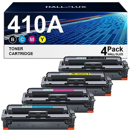 Image of HALLOLUX 410A Compatible Toner Cartridges Replacement for HP CF410A 410X CF410X for Color LaserJet Pro M477fdw M477fnw M477fdn M452nw M377dw M452dn M452dw M477dw (Black Cyan Magenta Yellow, 4-Pack)
