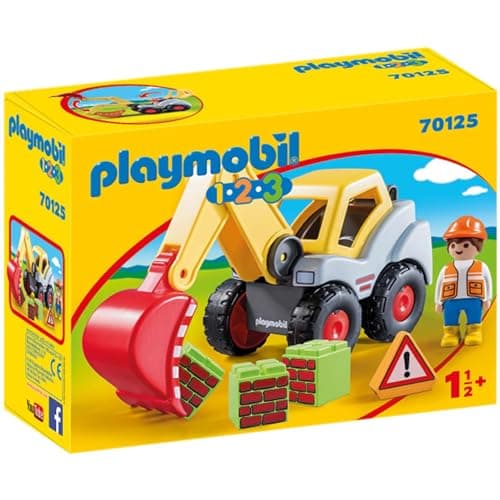 Image of PLAYMOBIL 70125 1.2.3 Shovel Excavator, educational toy, fun imaginative role-play, playset suitable for children ages 1.5+