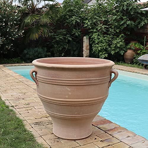 Image of Palatina Ceramic Large Planter with Handle | 70 cm | Handmade and Frost Resistant | High Terracotta Pot Flower Pot for Garden Patio Pink 70 cm