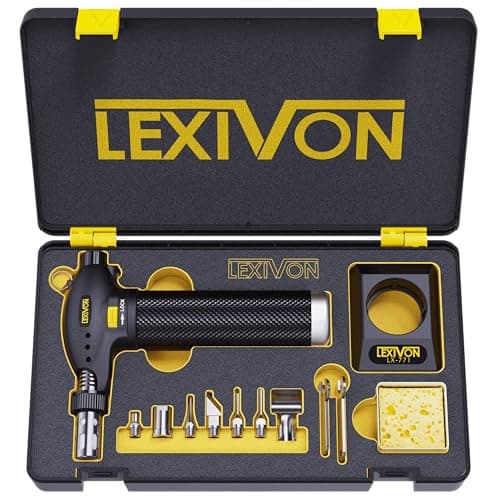 Image of LEXIVON Butane Torch Multi-Function Kit | Premium Self-Igniting Soldering Station with Adjustable Flame | Pro Grade 125-Watt Equivalent (LX-771)