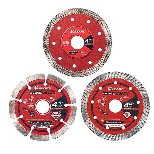 Image of EZARC Diamond Cutting Discs, 3-Pack Diamond Blades for Stone, Granite, Concrete, Porcelain, Ceramic, Marble Tile