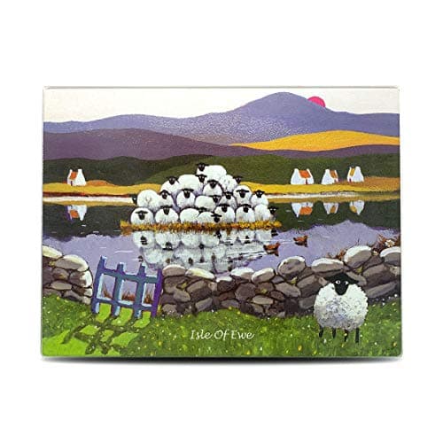 Image of Isle of Ewe Glass Chopping Board Table Top Protector by Thomas Joseph - Sheep Gift