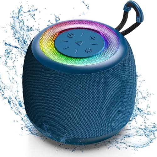 Image of Tisco Mini Bluetooth Speaker - 24H Long Playtime, Hi-Fi Enhanced Bass, RGB Music Sync Lights, TWS Stereo Pairing, Portable Speaker for Camping, Sports, Gifts (Blue)