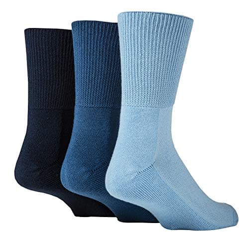 Image of IOMI Footnurse - 3 Pack Unisex Extra Wide Bamboo Diabetic Socks | 4 Sizes | For Swollen Feet & Legs | Smooth Toe Seam | Cushioned Foot (12-14 UK, Blue)