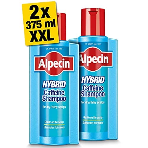 Image of Alpecin Hybrid Shampoo 2x 375ml | Natural Hair Growth Shampoo for Sensitive and Dry Scalps | Energizer for Strong Hair | Hair Care for Men Made in Germany