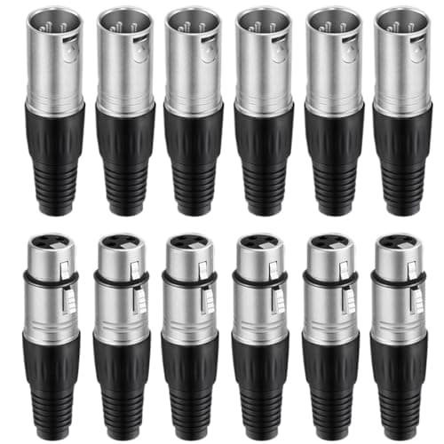 Image of RUNCCI-YUN 12PCS 3 Pin XLR Solder Connector,6 Male and 6 Female Mic Plug,Microphone Audio Socket,XLR Male Female Connector Solder Microphone Plug Jack Stereo