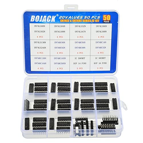 Image of BOJACK 20 Values 50 Pcs SN74LS and SN74HC Series Low-Power Logic IC Chip Assortment Kit for IC Chip Work