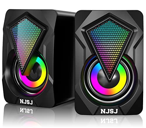 Image of NJSJ H128 Computer Speakers,2.0 USB Powered Gaming Speakers with RGB LED Light 3.5mm Aux Input Stereo Mini Multimedia Speaker for PC, Desktop, Laptop, Cellphone, Monitor