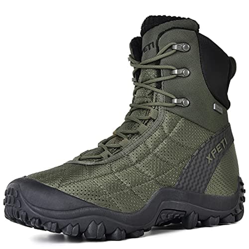 Image of XPETI Mens Hiking Boots Waterproof Walking Boots Men High Hill Winter Snow Trekking Shoes Green Size 9 UK