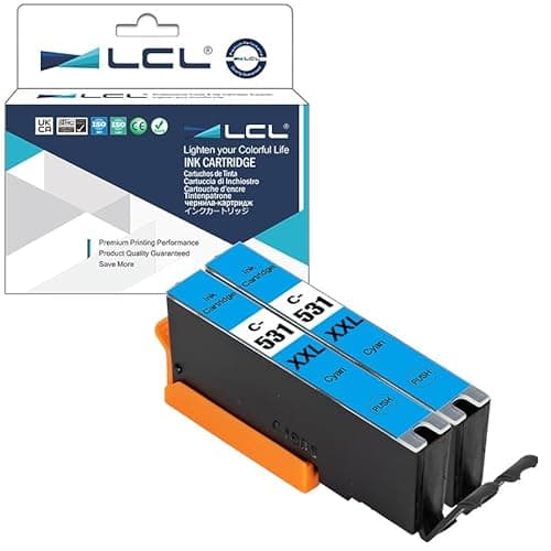 Image of LCL CLI-531 XXL Ink Cartridges Replacement for Canon CLI-531C CLI-531 Cyan Printer Cartridges Compatible with Canon TS8750 TS8751(2-Pack,High Yield,Cyan)