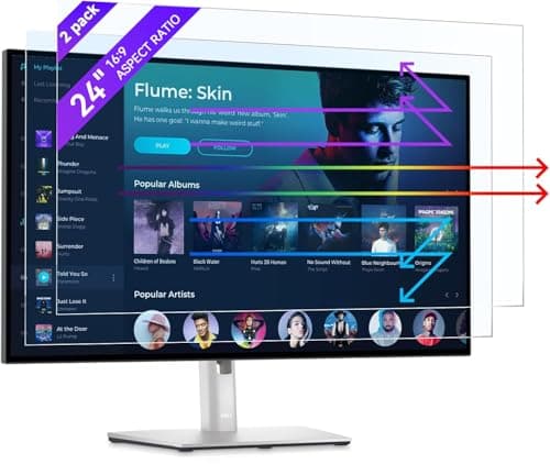 Image of IPROKKO 2 Pack 24 Inch Anti Blue Light Screen Protector for Computer Monitor, Removable 16:9 Aspect Ratio, 24" Anti UV Anti Glare and Blue Light Filter