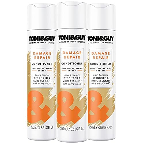 Image of 3 Pack of 250ml Toni & Guy Damage Repair Conditioner Fibre Strengthening System, Hair becomes Stronger and More Resilient With Every Wash For a Smooth Finish