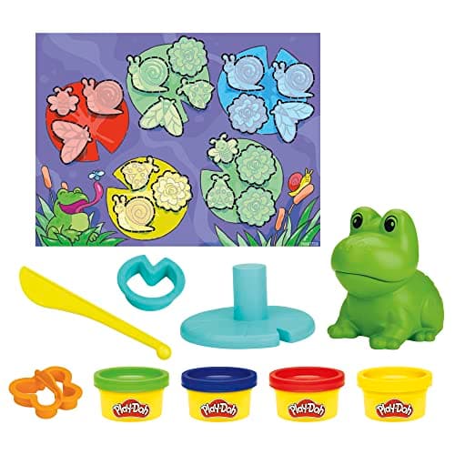 Image of Play-Doh Frog ‘n Colors Starter Set, 4 Cans x 28 g, Preschool Toys for Kids 3+ Year Old, for Boys and Girls, Blue, Green, Red and Yellow Modelling Compound, Kid's Arts & Crafts Gift Idea