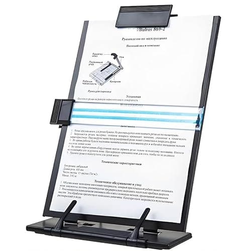 Image of Desktop Document Holder with 7 Adjustable Positions Foldable A4 Document Copyholder with Adjustable Clamp and Line Guide Paper Holder Stand for Desk Black File Organizer for Letter Book Receipt Sheet