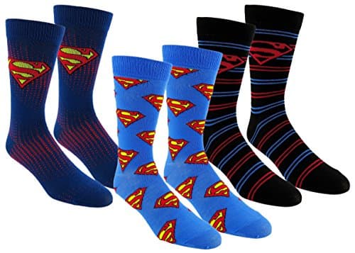 Image of DC Comics Mens Superman Casual Crew Socks 3 Pair Pack (One Size, Superman 3)