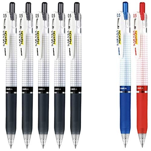 Image of sarasa Mark on Gel Ink 0.5mm Ballpoint Pens Ink Colour Ink (5 Black, 1 Blue, 1 Red) Total 7