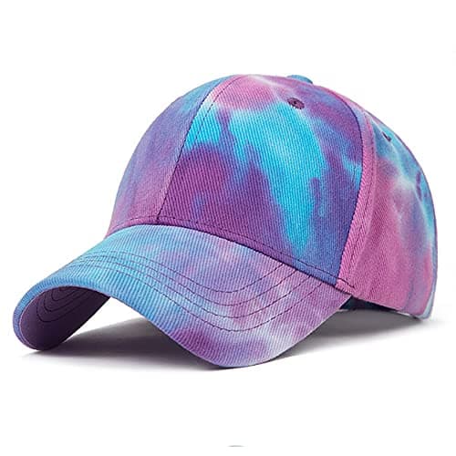 Image of XYIYI Blue Purple Tie Dye Original Classic Cotton Baseball Cap Adjustable Dad Hat Unconstructed Plain Cap