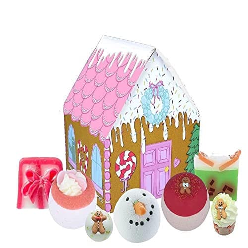 Image of Bomb Cosmetics House of Sugar & Spice, Gingerbread House Shaped Bath & Body Gift Pack, Contains, 7 Pieces