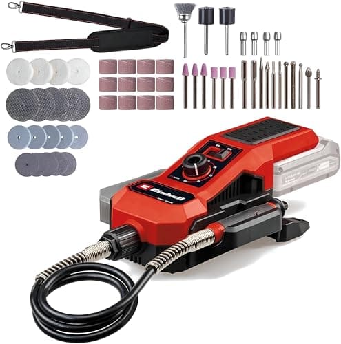 Image of Einhell Cordless Grinding and Engraving Tool 18V Power X-Change, Variable Speed (5,000-34,000 RPM), Engraving Tip, with 55pc Accessory Set, Without Battery TE-MT 18/34 Li Rotary Multi Tool