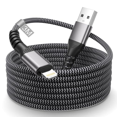 Image of Extra Long 3M iPhone Charger Cable Apple MFi Certified, USB to Lightning Cable 3M iPhone Charging Wire Nylon Apple USB Cord Fast Charging i-Phone Charger Lead for i-Phone 14 13 12 11 Pro Max XS XR X 8