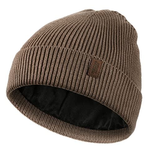 Image of Wmcaps Beanie for Men, Stretchy Soft Cuffed Wooly Beanie with Thick Warm Lining, Unisex Classic Winter Hat, Gifts for Women/Men/Her/Him/Dad (Brown)