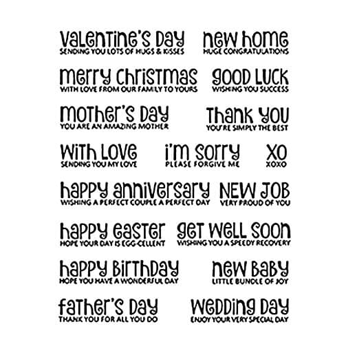 Image of Greeting Words Transparent Stamps Sentiments Sayings Phrase Greetings Clear Stamps for DIY Embossing Scrapbook Album Paper Card Decor Craft
