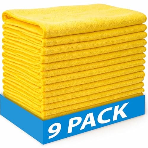 Image of OS4U Microfiber Cloths Compatible with Kirkland Yellow 40.6 cm x 40.6 cm, Polishing, Buffing Microfibre, Cleaning & Wiping (9 Pack)