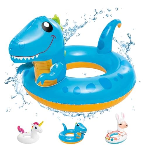 Image of POPOYU Pool Inflatables Pool Floats,Inflatable Swimming Rings for Adults Kids,Pool Tubes Swimming Pool Toys Rubber Ring for Swimming Pool Beach Party Decorations,Kids Summer Gifts(58cm Dinosaur)