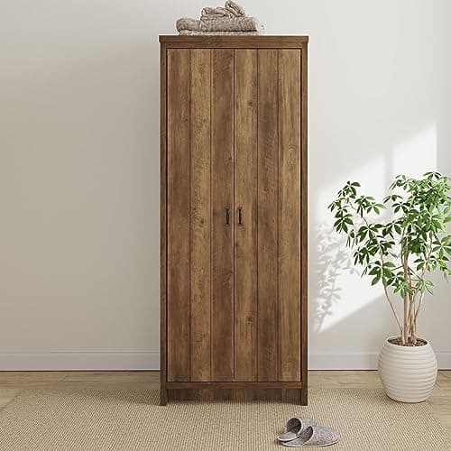 Image of GFW Boston 2 Door Wardrobe Hanging Rails Storage Unit Bedroom Knotty Oak