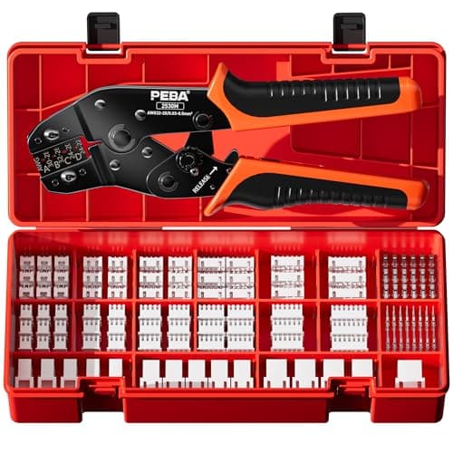 Image of PEBA Crimping Tool and JST Connector Kit - 18 Types of 2.5 mm JST-XH Connectors & Crimp Pins, 2/3/4/5/6/7-Pin JST Housings and Contacts, for DIY Electronics - Suitable for 0.03-0.5 mm² Wires