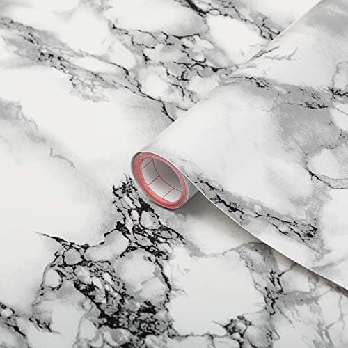 Image of d-c-fix vinyl wrap Marmi white marble effect 90 cm x 2,1 m - sticky back plastic roll for furniture, kitchen & cupboards - contact paper sticker self adhesive film