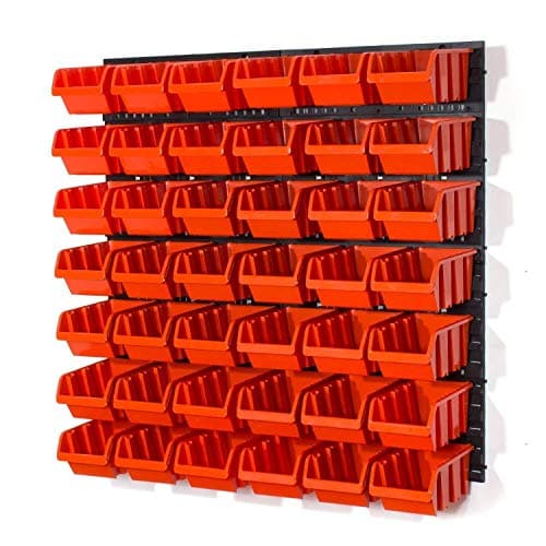 Image of Set of 42 M size IN-Box storage bins and wall mounted louvre